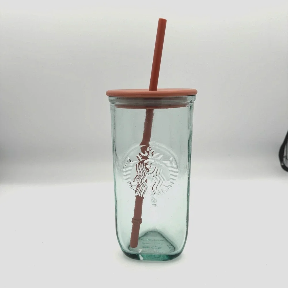 Starbucks Recycled Glass Triangle Bottom Cold Cup Brown Tumbler 16 oz Grande NWT